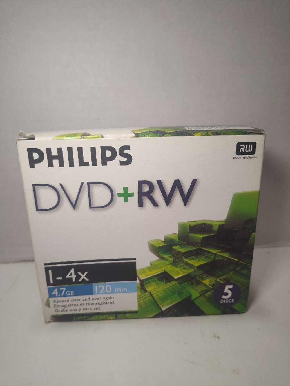 Philips DVD+RW 5 Pack 4.7GB 120 Min 1-4x Rewritable Discs Open Box